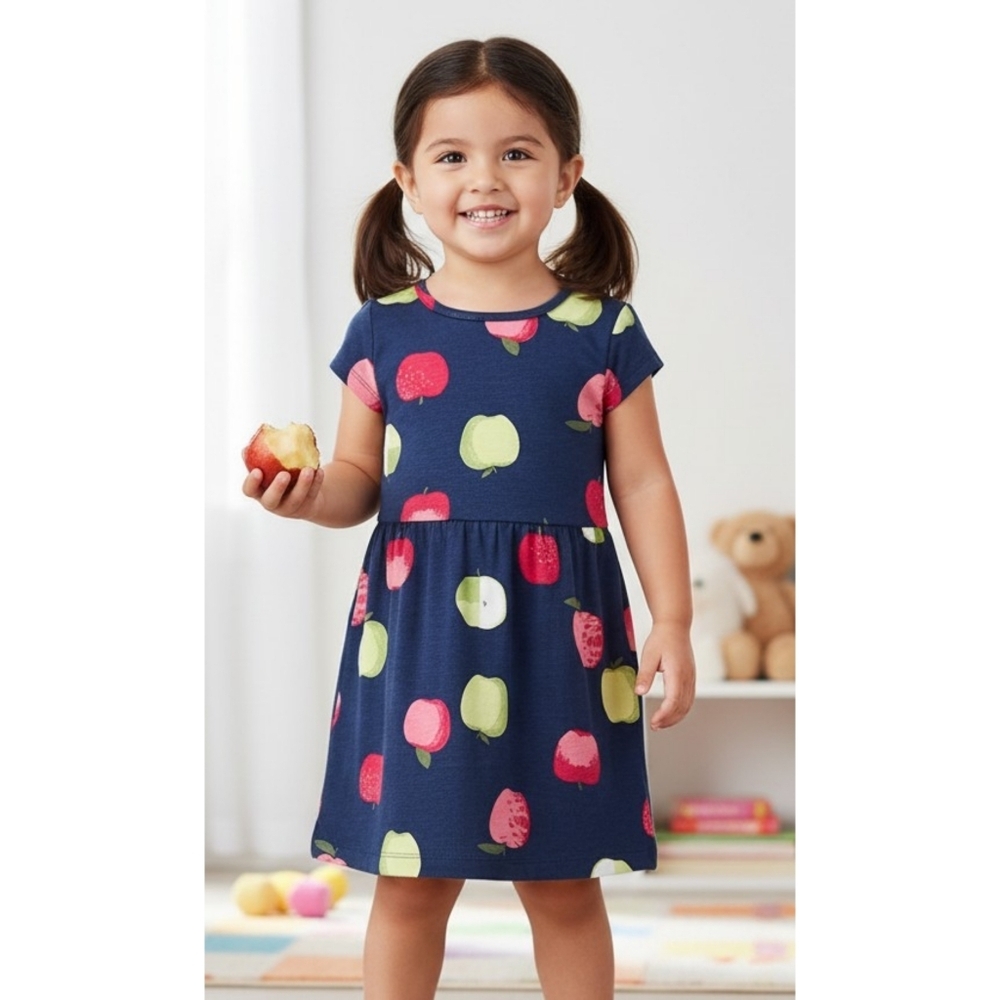Carter's Toddler Apple Print Jersey dress Navy Size 3T